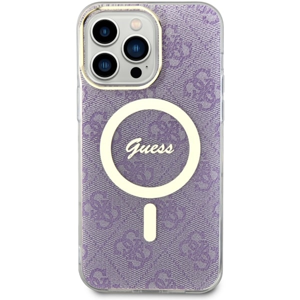 Guess 4G MagSafe dėklas iPhone 14 Pro Max – violetinis