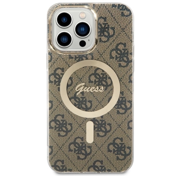 Guess 4G MagSafe dėklas iPhone 14 Pro Max – rudas
