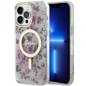 Guess MagSafe dėklas iPhone 14 Pro Max – skaidrus