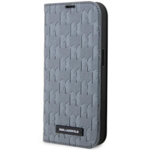 Karl Lagerfeld atverčiamas dėklas iPhone 14 Pro Max – sidabrinis
