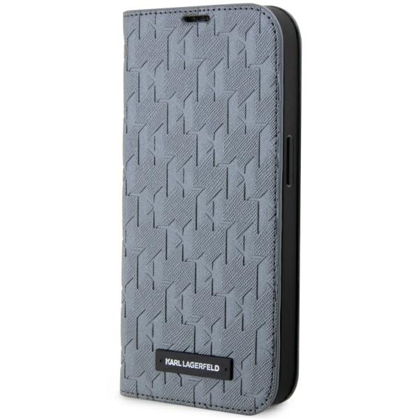 Karl Lagerfeld atverčiamas dėklas iPhone 14 Pro Max – sidabrinis