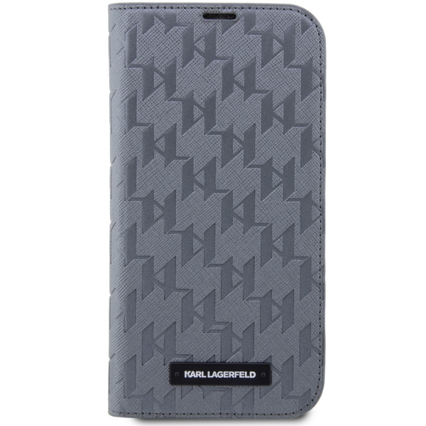 Karl Lagerfeld atverčiamas dėklas iPhone 14 Pro Max – sidabrinis