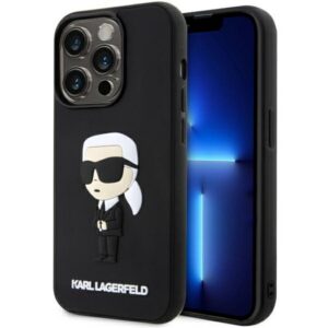 Karl Lagerfeld 3D Rubber Icon dėklas iPhone 14 Pro – juodas