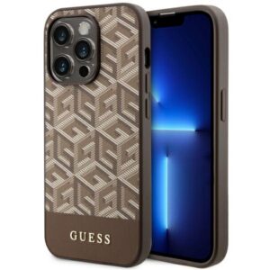 Guess MagSafe dėklas iPhone 14 Pro – rudas