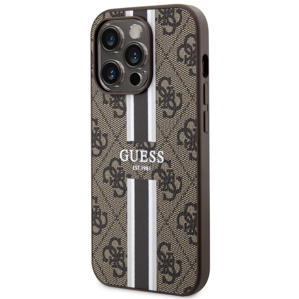 Guess MagSafe dėklas iPhone 14 Pro – rudas