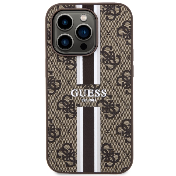 Guess MagSafe dėklas iPhone 14 Pro – rudas