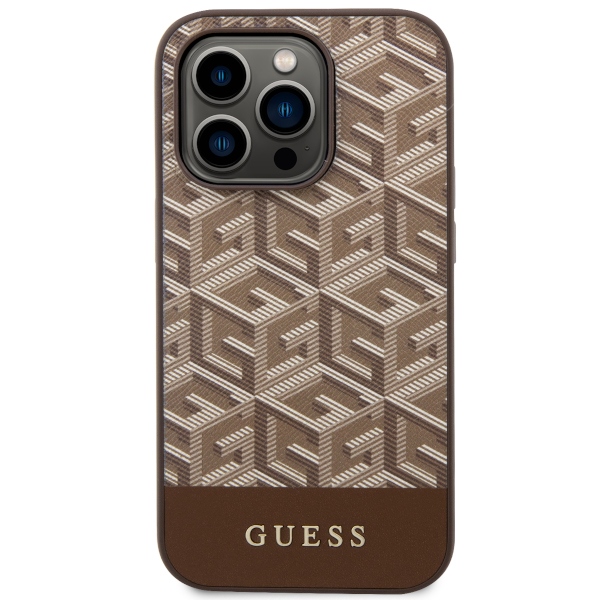 Guess MagSafe dėklas iPhone 14 Pro Max – rudas