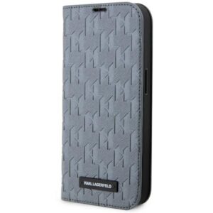 Karl Lagerfeld dėklas knygelė iPhone 14 Pro – sidabrinis