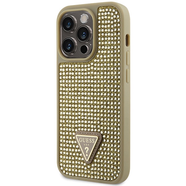 Guess Rhinestone Triangle dėklas iPhone 14 Pro – auksinis