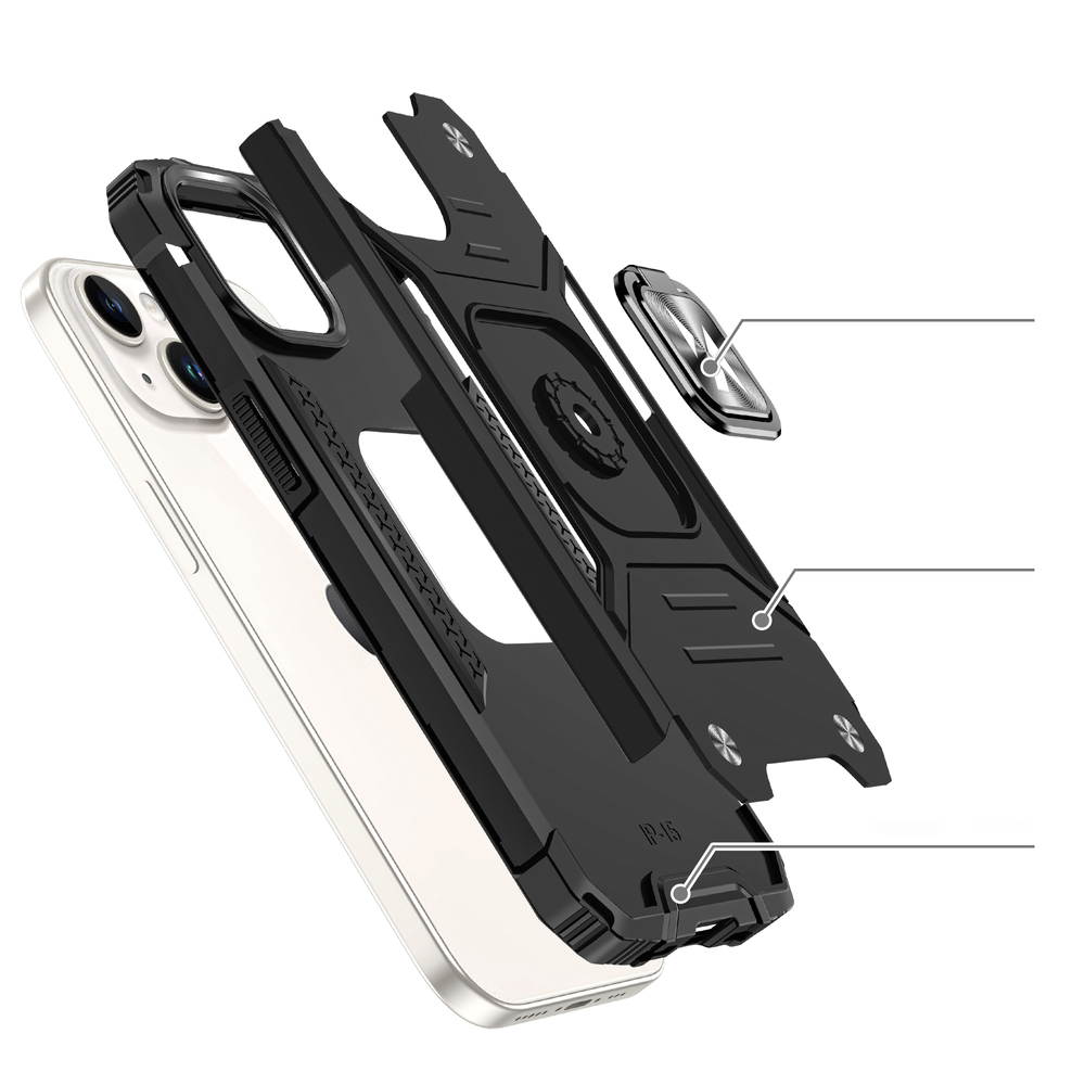 Wozinsky Ring Armor dėklas iPhone 15 Plus – sidabrinis