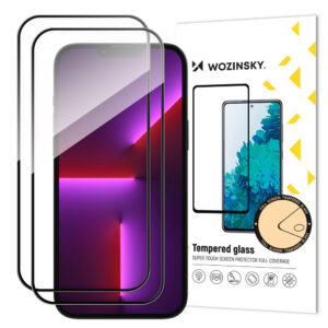 Wozinsky Full Glue stiklas iPhone 15 Plus – juodas (2 vnt.)