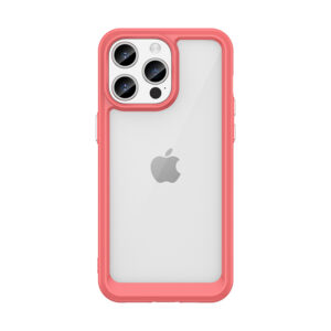 Skaidrus hibridinis dėklas iPhone 15 Pro – raudonas