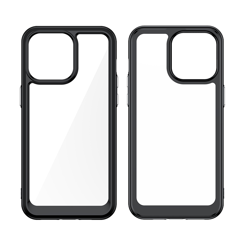 Skaidrus hibridinis dėklas iPhone 15 Pro – raudonas