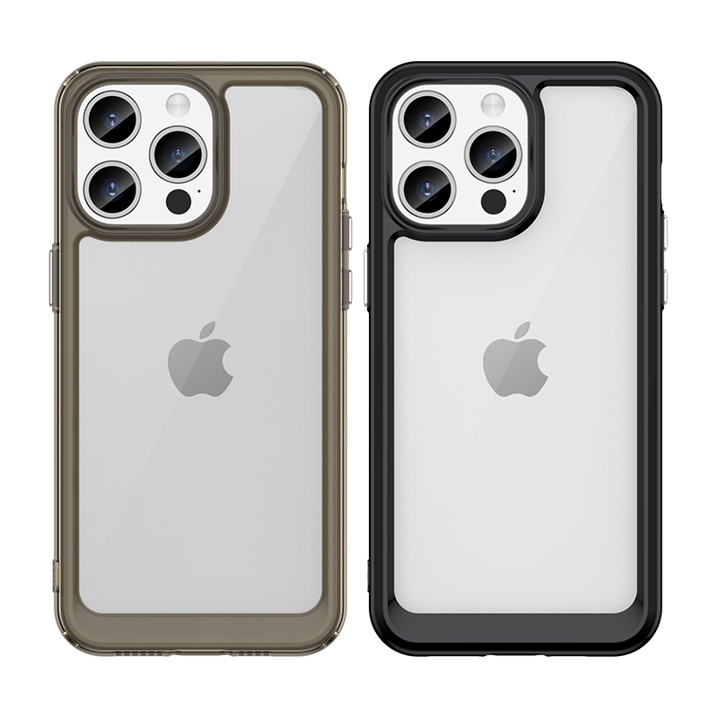 Skaidrus hibridinis dėklas iPhone 15 Pro – raudonas