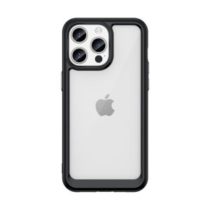 Skaidrus sustiprintas dėklas iPhone 15 Pro – juodas rėmelis