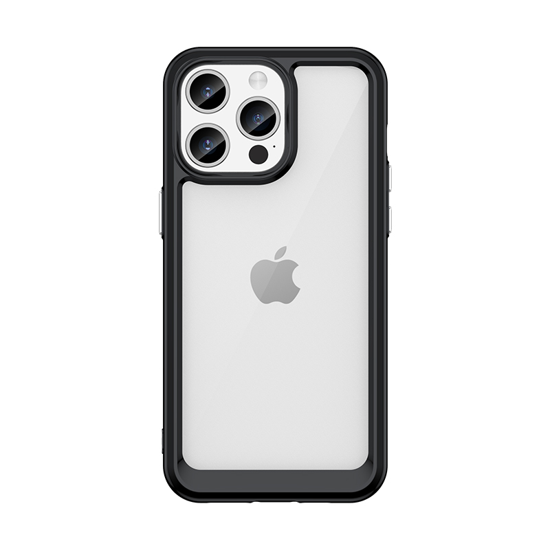 Skaidrus sustiprintas dėklas iPhone 15 Pro – juodas rėmelis