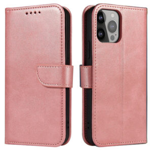 Magnet Case dėklas iPhone 15 Pro – rožinis su pinigine