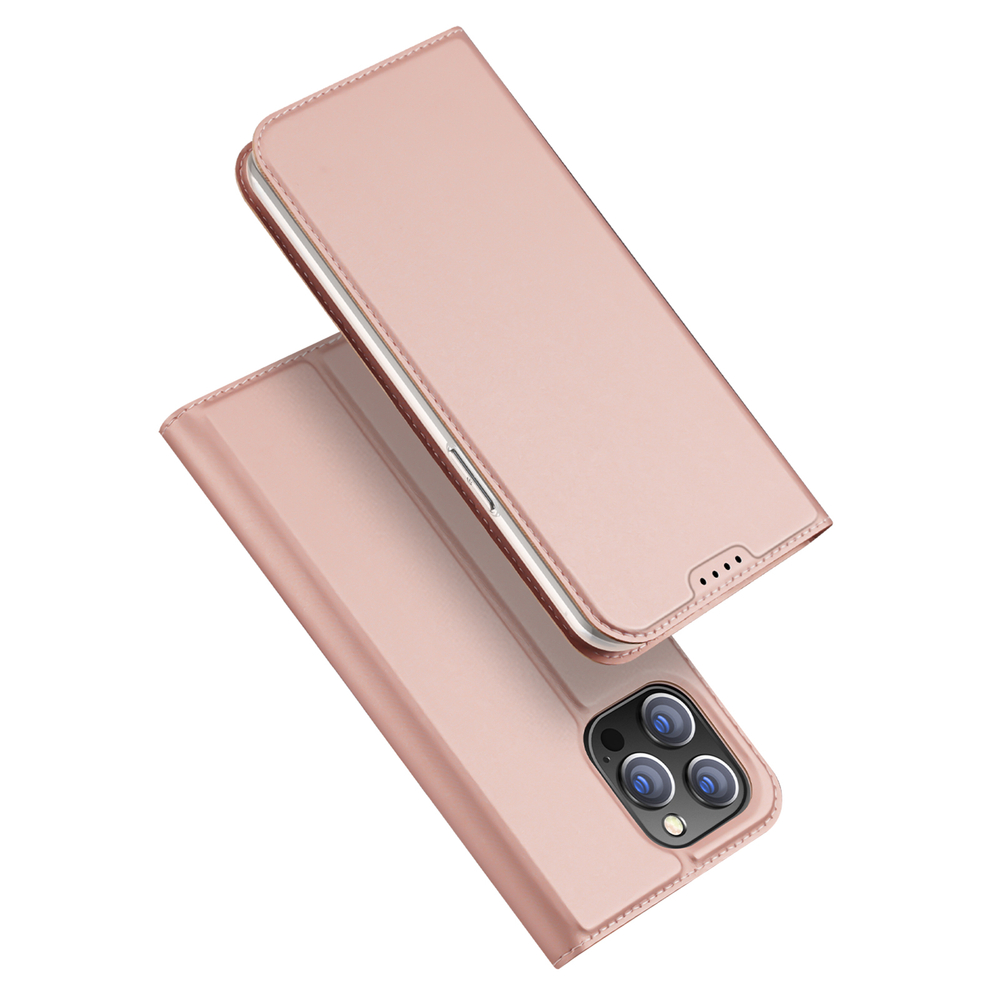 Dux Ducis Skin Pro atverčiamas dėklas iPhone 15 Pro – rožinis