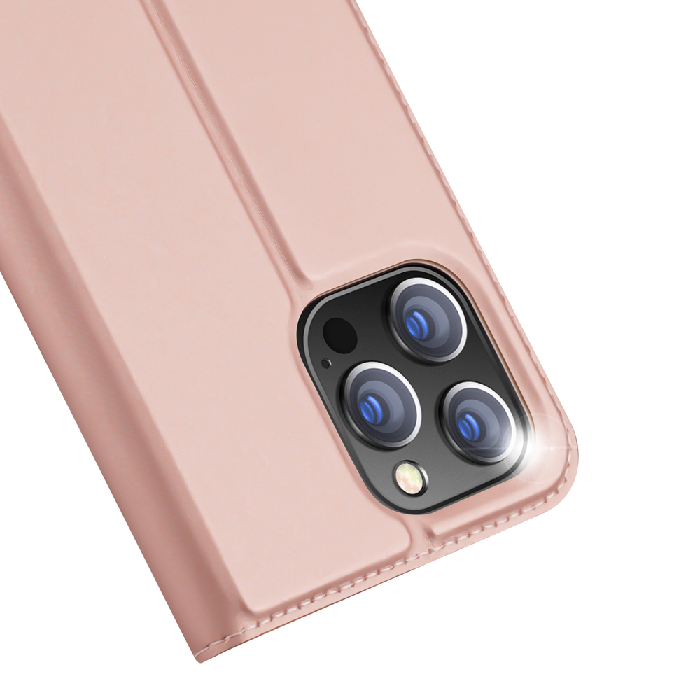 Dux Ducis Skin Pro atverčiamas dėklas iPhone 15 Pro – rožinis
