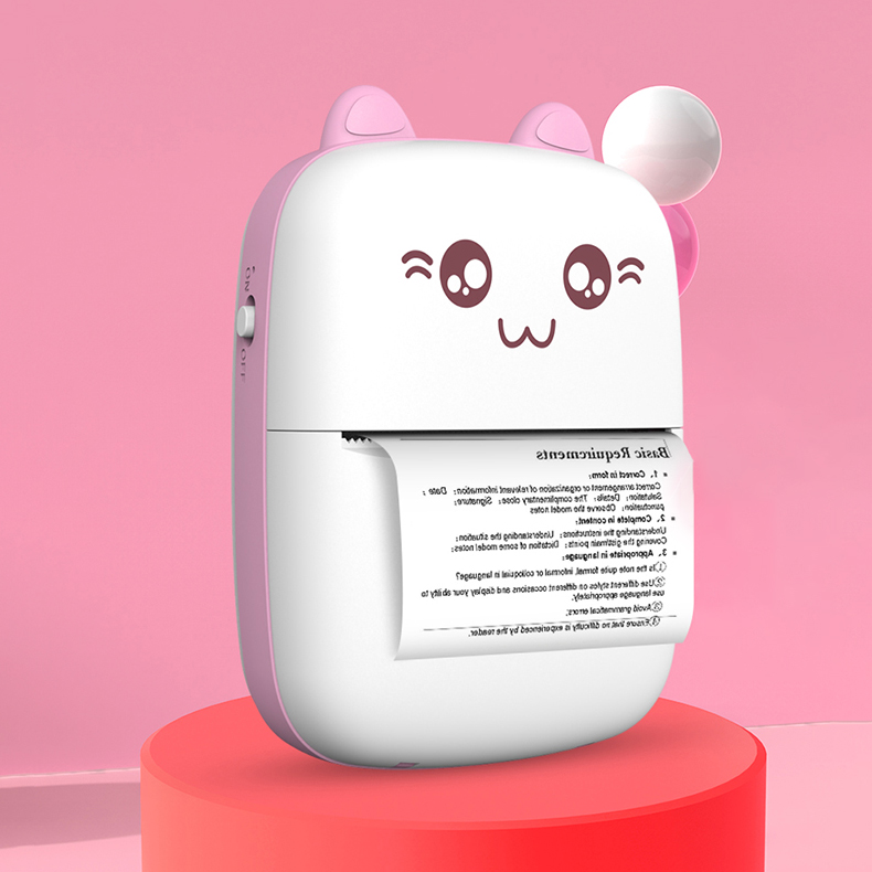 HURC9 Bluetooth terminis spausdintuvas Mini Kitty su programa - rožinis