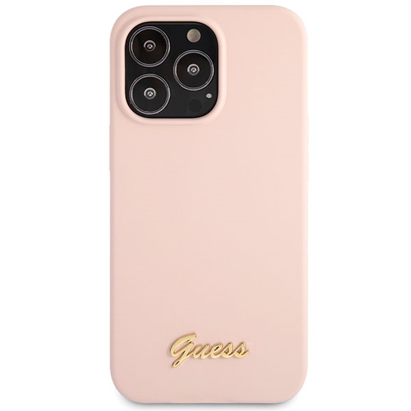 Guess silikoninis dėklas iPhone 13 Pro Max – šviesiai rožinis