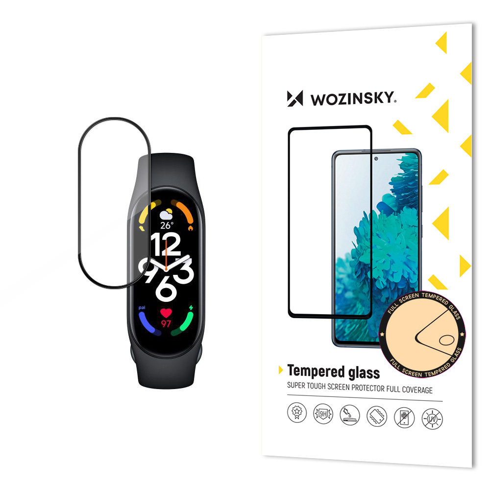 Wozinsky grūdintas stiklas Xiaomi Mi Band 8 – visas ekranas, juodas rėmelis
