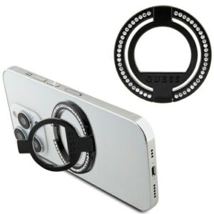 Guess MagSafe žiedo laikiklis-stovas su kristalais – juodas