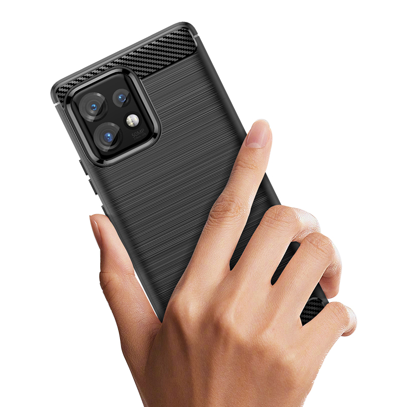 Carbon Case silikoninis dėklas, skirtas Motorola Edge 40 Pro - juodas