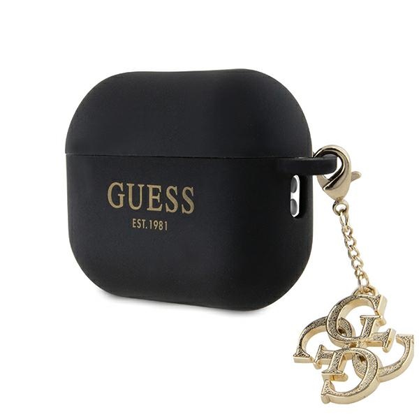 Guess GUAP2LECG4K dėklas, skirtas AirPods Pro 2 dangtelis - juodas skystas silikonas, blizgantis trikampis