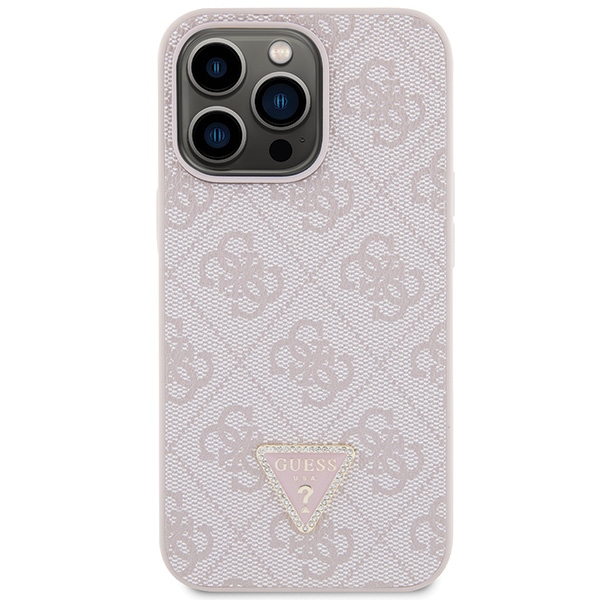 Guess dėklas iPhone 13/13 Pro – rožinis su dirželiu