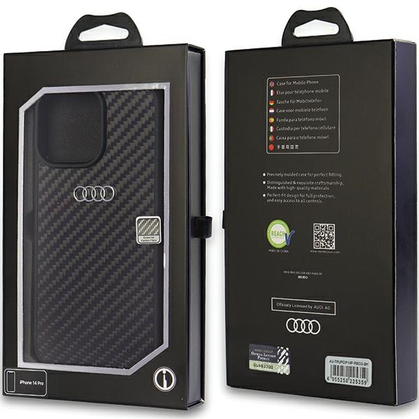 Audi Carbon Fiber dėklas iPhone 14 Pro – juodas