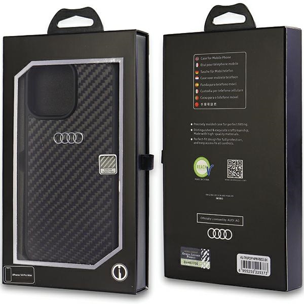 Audi Carbon Fiber dėklas iPhone 14 Pro Max – juodas