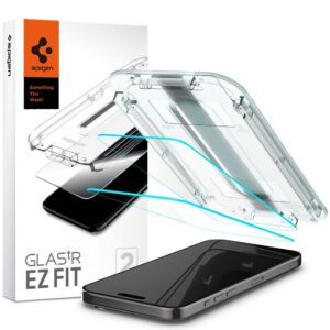Apsauginis stiklas Spigen Glas.tR EZ Fit iPhone 15 Pro, 2 vnt., skaidrus