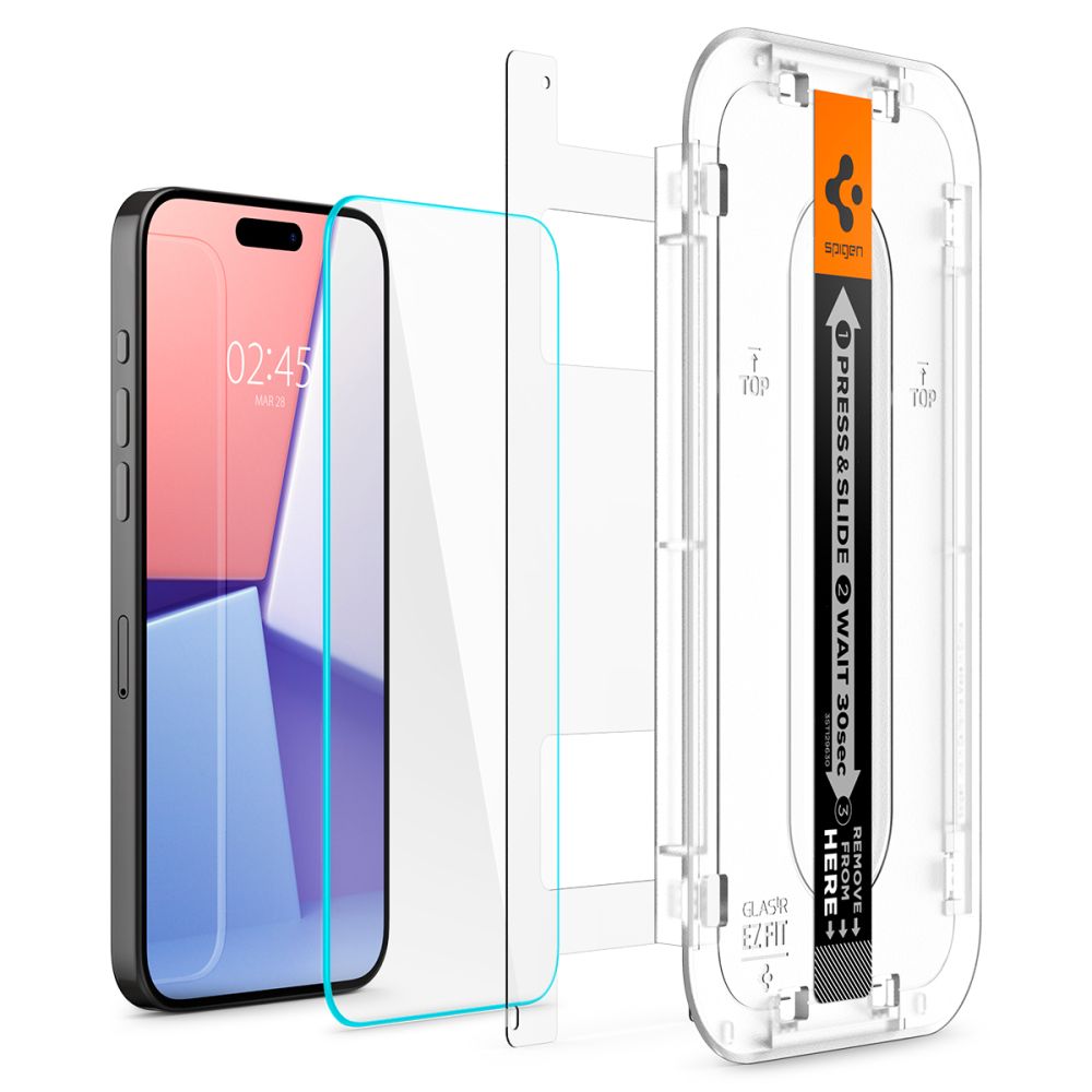 Apsauginis stiklas Spigen Glas.tR EZ Fit iPhone 15 Pro, 2 vnt., skaidrus