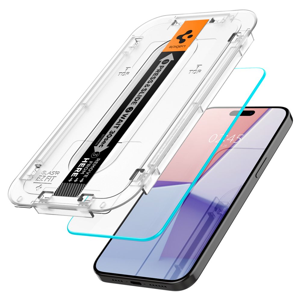 Apsauginis stiklas Spigen Glas.tR EZ Fit iPhone 15 Pro, 2 vnt., skaidrus