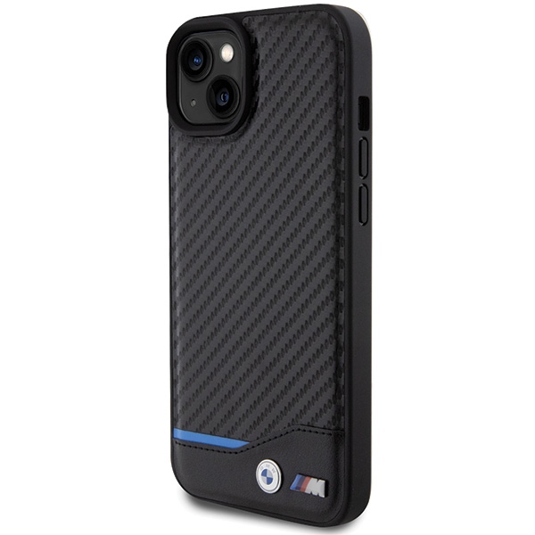 BMW odinis anglies pluošto dėklas iPhone 15 Plus – juodas