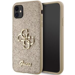 Guess dėklas iPhone 11/XR – auksinis, blizgus 4G