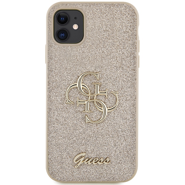 Guess dėklas iPhone 11/XR – auksinis, blizgus 4G