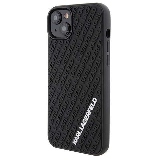Karl Lagerfeld 3D Rubber Multi Logo dėklas iPhone 15 Plus – juodas