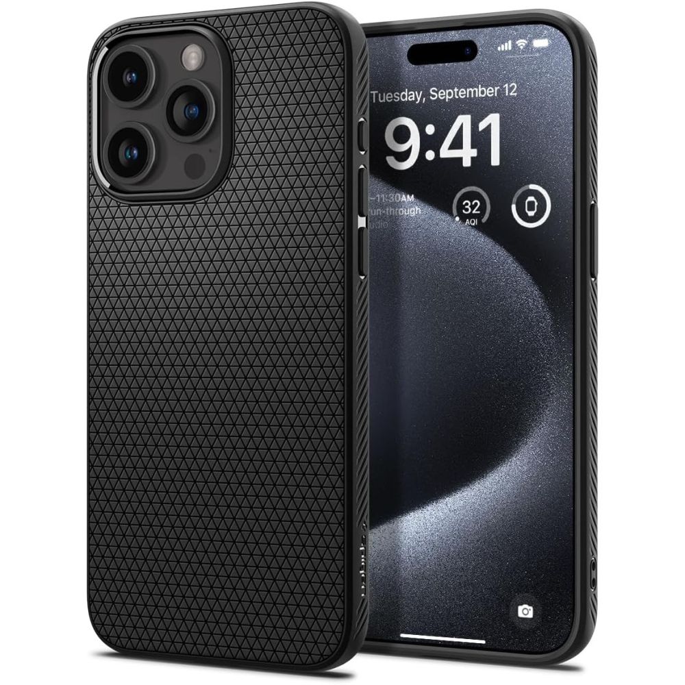 Dėklas Spigen Liquid Air iPhone 15 Pro, matinis juodas