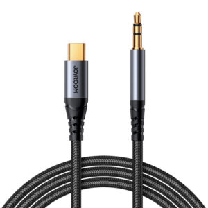 „Joyroom“ garso perkėlimo serija SY-A07 mini lizdas, 3,5 mm / USB-C laidas, 1,2 m – juodas