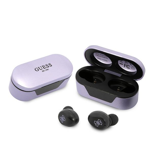 Guess GUTWST31EU TWS Bluetooth ausinės + prijungimo stotelė violetinė/violetinė