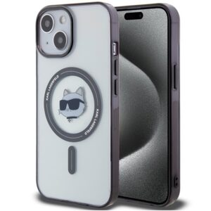 Karl Lagerfeld MagSafe dėklas iPhone 15 Plus – skaidrus