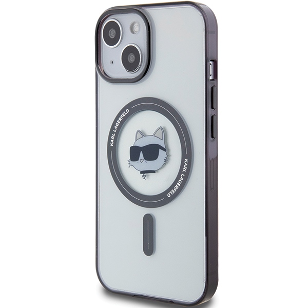 Karl Lagerfeld MagSafe dėklas iPhone 15 Plus – skaidrus