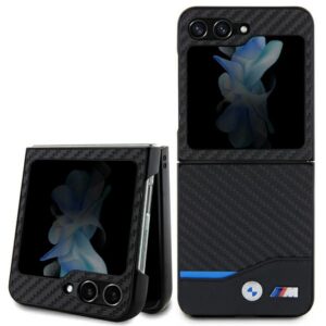 BMW Leather Carbon dėklas Samsung Galaxy Z Flip5 – juodas