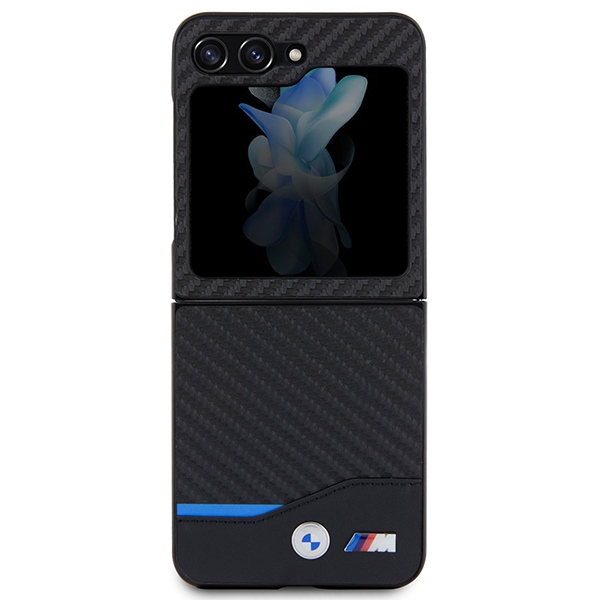 BMW Leather Carbon dėklas Samsung Galaxy Z Flip5 – juodas