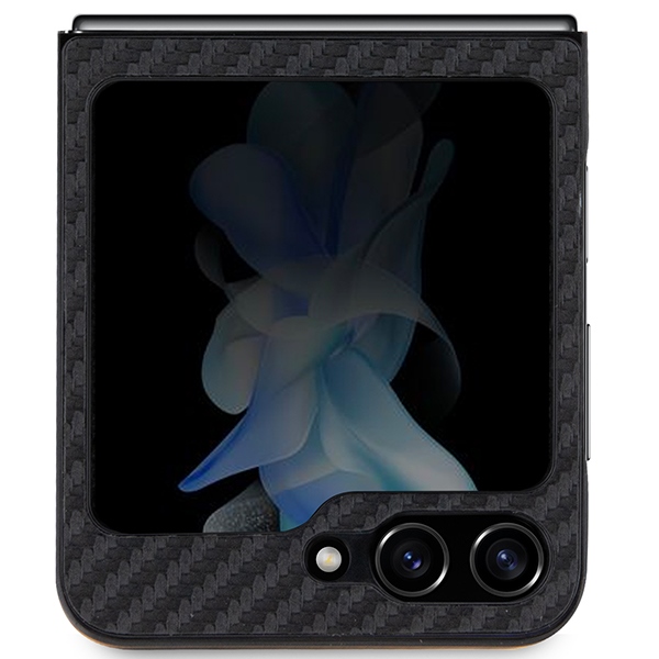 BMW Leather Carbon dėklas Samsung Galaxy Z Flip5 – juodas