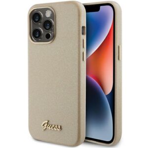 Guess blizgus dėklas iPhone 15 Pro – auksinis