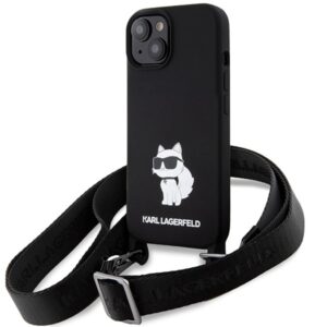 Karl Lagerfeld dėklas su dirželiu iPhone 15 – juodas