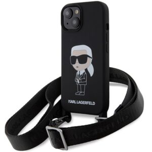 Karl Lagerfeld dėklas su dirželiu iPhone 15 – juodas